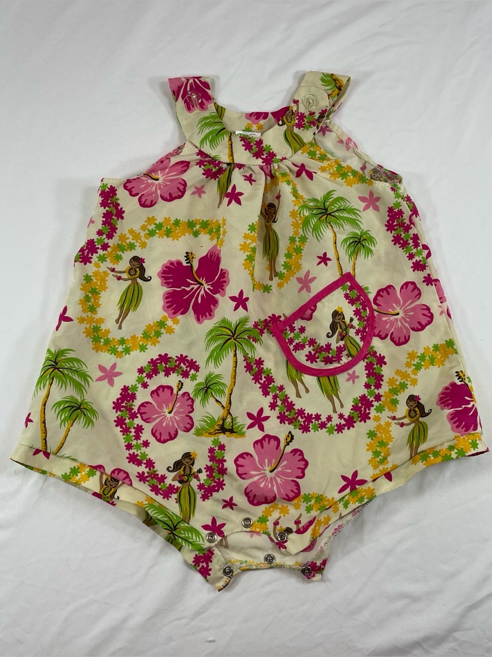 KOKO Keiki Baby Girl Floral Sleeveless Hawaiian Romper Sunsuit 12-18M Pink Green
